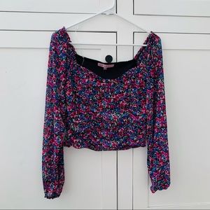 Grave Fame Purple/ Blue Floral Blouse Size Large